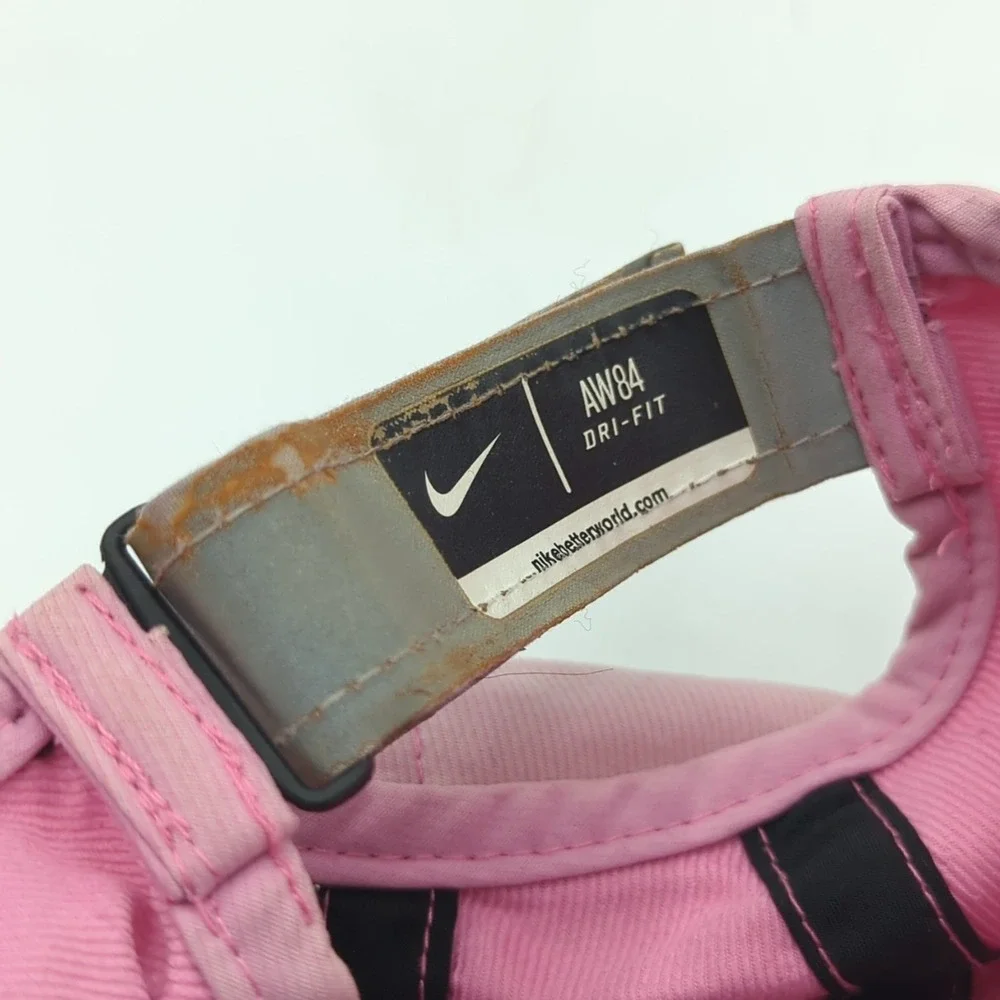Nike AW84 5 Panel Hat Cap Pink Strap Back Adjustable Lightweight Dri-Fit *Read*